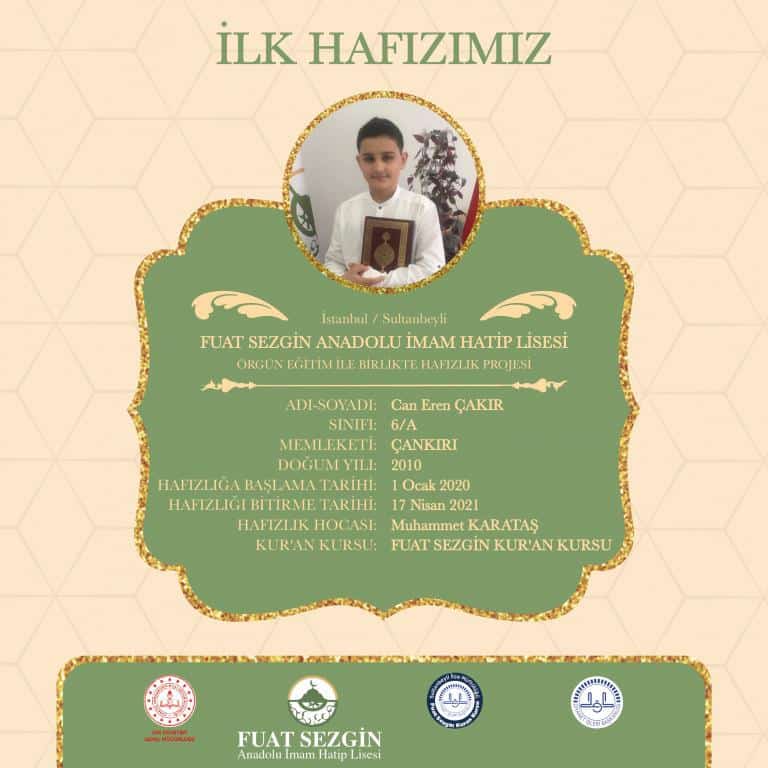 Ilk Hafizimiz Hayirli Olsun Fuat Sezgin Anadolu Imam Hatip Lisesi