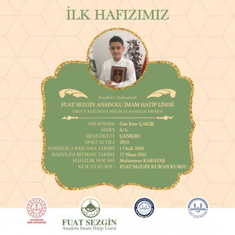 ilk hafizimiz hayirli olsun fuat sezgin anadolu imam hatip lisesi